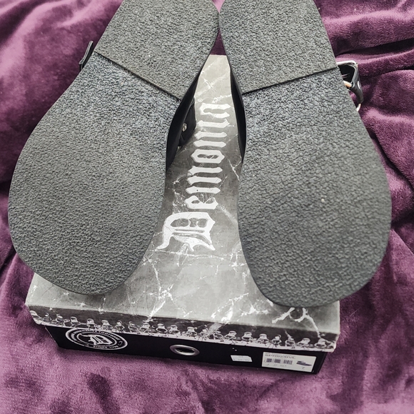 DEMONIA SPRITE 02 Black Platform MARY JANE Shoes with Heart Accents - Picture 10 of 12